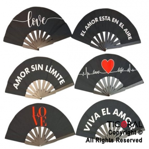 Abanicos con frases viva el amor x 12